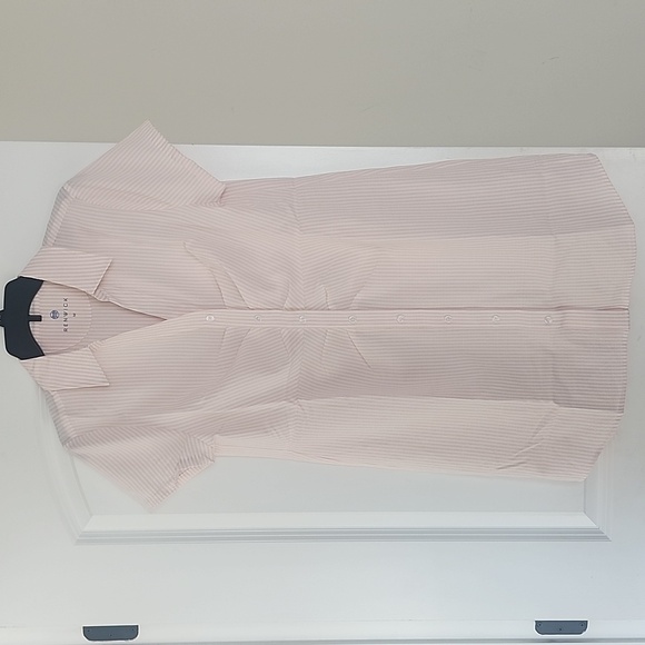 NWT RENWICK Short Sleeve Button Front Seersucker Polo Dress  Pink & White M - Picture 4 of 16